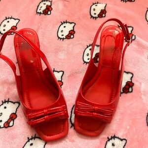 Red Bow Slingback kitten heels